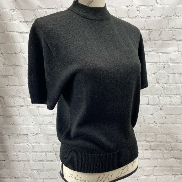 Navy Blue White Short Sleeve Knit Sweater San Remo by Laura VTG XL